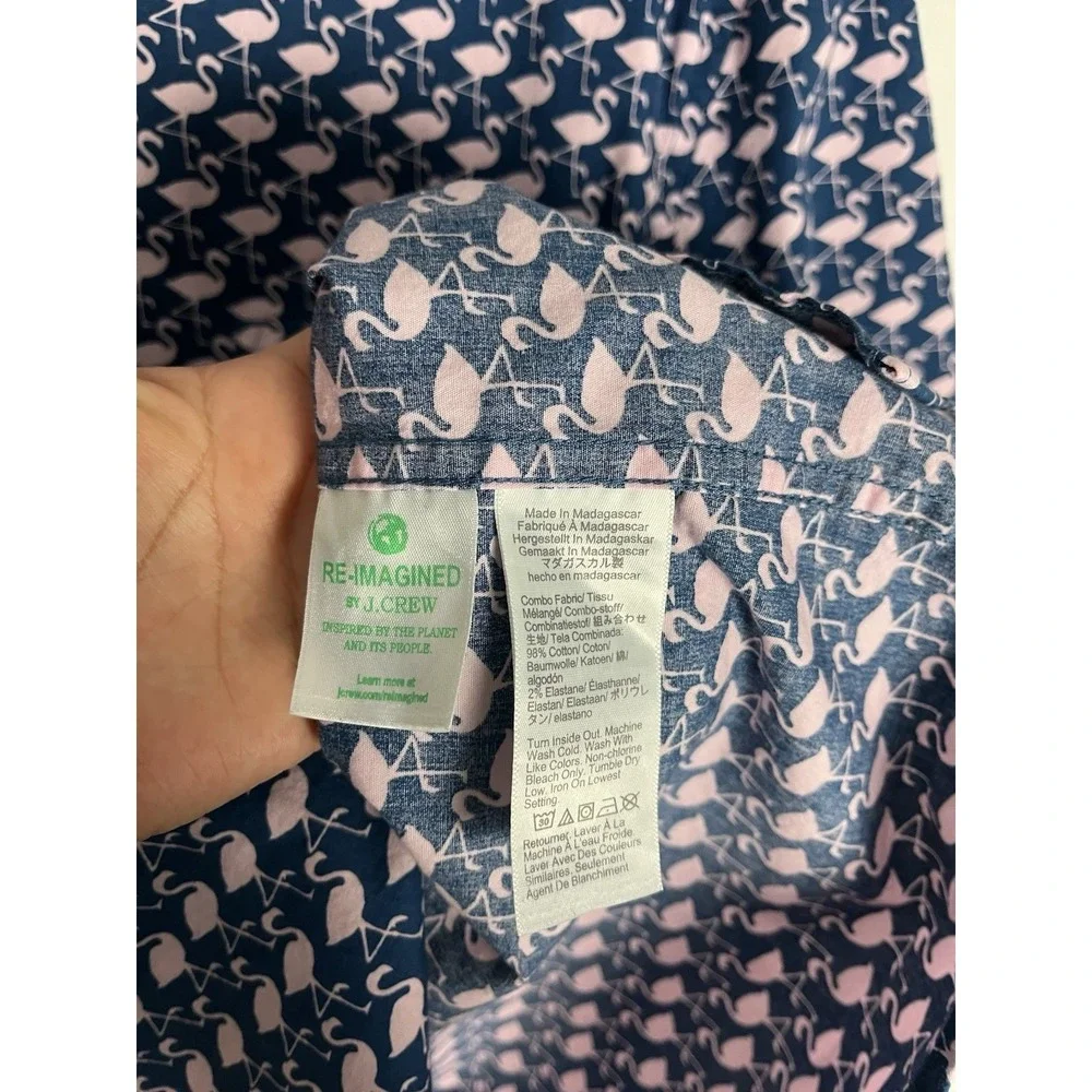 J.Crew Shirt Size L Flex Washed Blue Flamingo Slim Fit Button Down Pocket Preppy